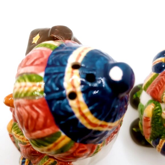 Snowman Salt Pepper Shakers Lanterns Winter Holiday Decoration Ceramic 3.5" Tall - Picture 6 of 11